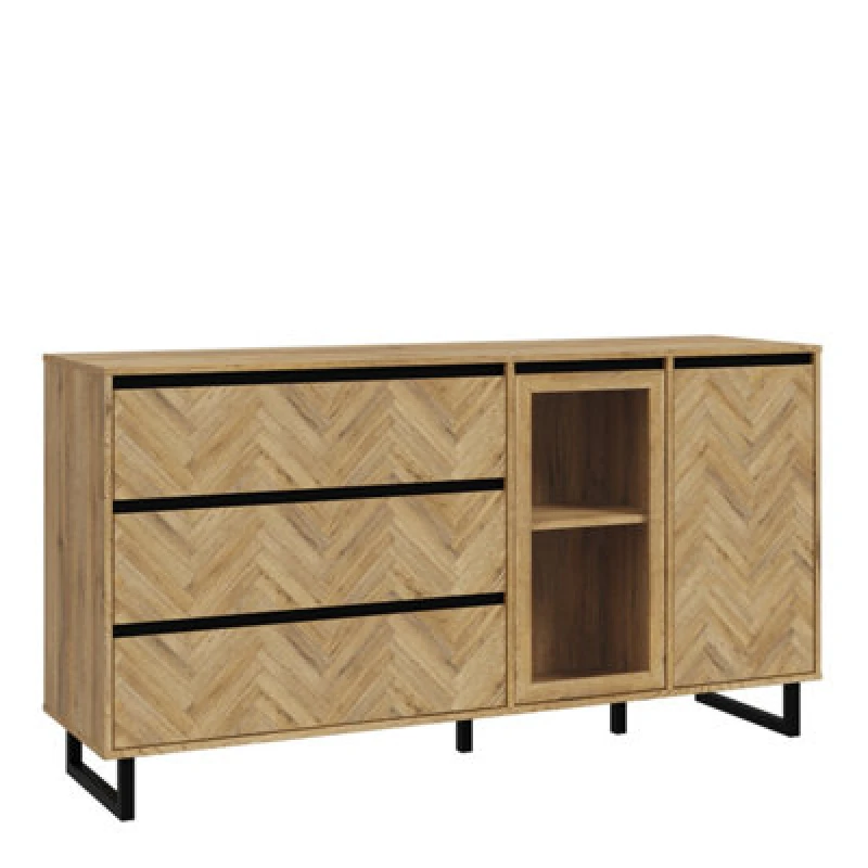 Image of Nikomedes Sideboard In Spica Oak/Matt Black/Bartex Oak 8NMSK232RM570