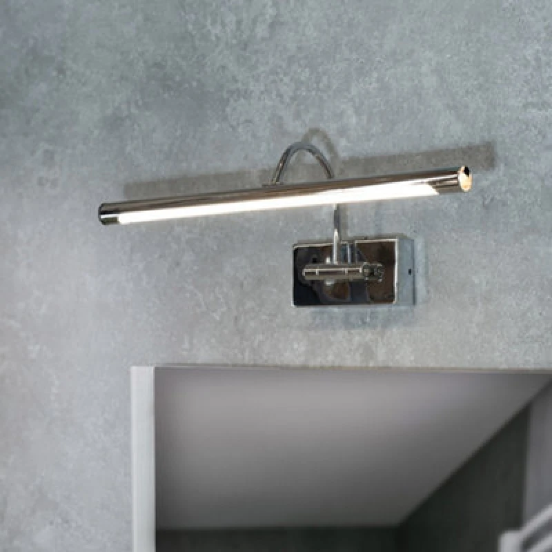 Image of ValueLights Alana Single Picture Wall IP44 Rated Bathroom Integrated LED Wall Light Silver