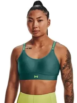 Image of Under Armour Infinity Mid Covered Sports Bra - Green, Size S, Women