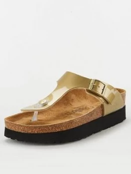 Image of Birkenstock Papillio By Birkenstock Gizeh Wedge Sandal - Metallic Gold