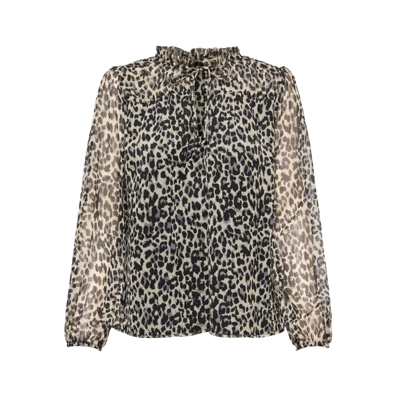 Image of Only Draping High Neck Blouse leopard print Women XS;L