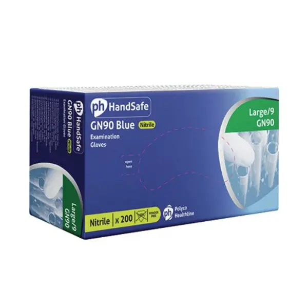 Image of Ph Handsafe Handsafe Powder-Free Nitrile Gloves Large Blue (Pack of 200) GN90 GN90 - L
