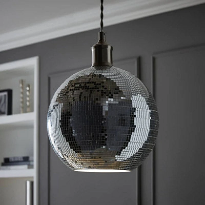 Image of ValueLights ValueLights Dolly Disco Ball Mirror Easy Fit Ceiling Pendant Light Lamp Shade in Metallic Silver Metallic Silver One Size Unisex 501652927