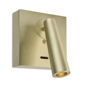 Image of Gamma LED Wall Reading Light Satin Gold 179lm 2700K