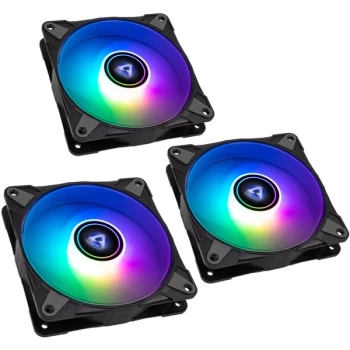 Image of Arctic P12 PWM PST A-RGB 0db Black Triple Fan Pack - 120mm