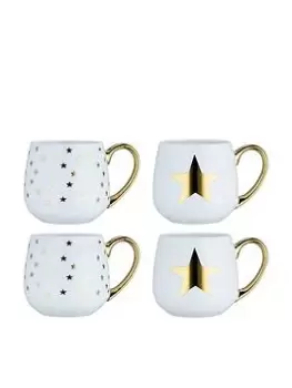 Image of Waterside Metallic Star Set Of 4 Mugs