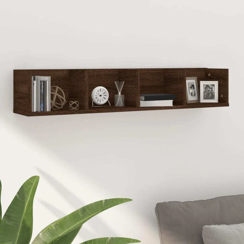 Image of VIDAXL Cd Wall Shelf Brown Oak 100x18x18cm Engineered Wood Vidaxl 826619