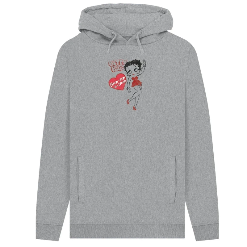 Image of Betty Boop Mens Oop-A-Doop Hoodie in Grey Size: Small Grey Male S