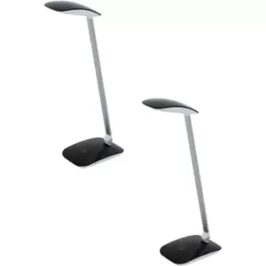 Image of 2 PACK Table Desk Lamp Colour Balck Touch On/Off Dimming Bulb LED 4.5W Included
