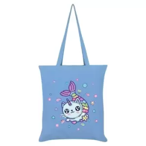 Image of Grindstore Mermaid Kitten Kawaii Tote Bag (One Size) (Sky Blue)