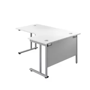 Image of Tc 1800X1200 Twin Upright Right Hand Radial Desk White-Silver + Desk High Ped