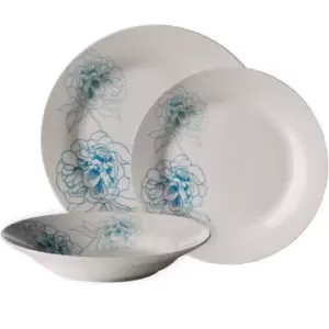 Image of Premier Housewares 12 Piece Avie Floral Dinner Set - Teal