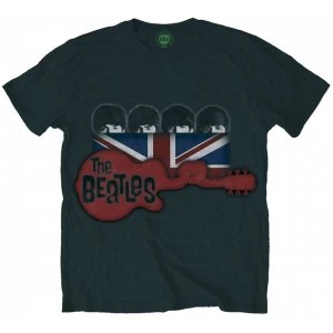 Image of The Beatles - Guitar & Flag Mens Small T-Shirt - Black