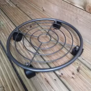 Image of Metal 35cm Round Plant Pot Caddy/Flower Pot Stand / Plant Trolley on Wheels