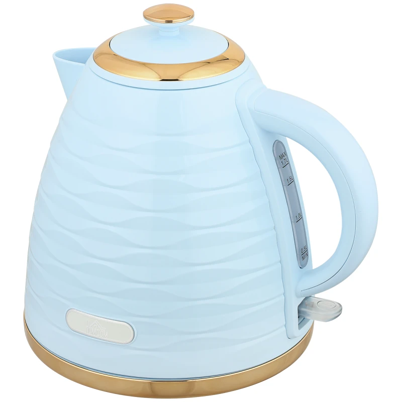 Image of HOMCOM HOMCOM Electric Kettle, 1.7L, 3kW, Fast Boil Kettle, 360° Swivel in Light Blue Light Blue One Size Unisex 5063603054394