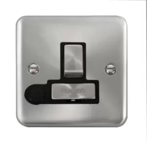 Image of Click Scolmore Deco Plus Satin Chrome 1 Gang Fused Connection Unit 13A With Black Ingot - DPSC551BK