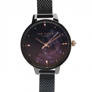 Image of Ted Baker Mesh Dark Floral Watch - Rose gold