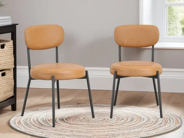 Image of LPD Smith Carmel Set of 2 Faux Leather Dining Chairs