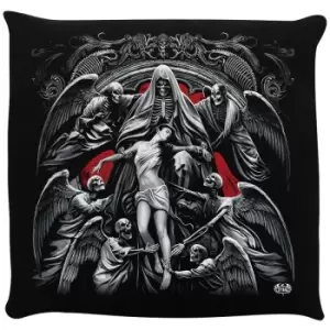 Image of Spiral Reapers Door Filled Cushion (One Size) (Black/Red) - Black/Red
