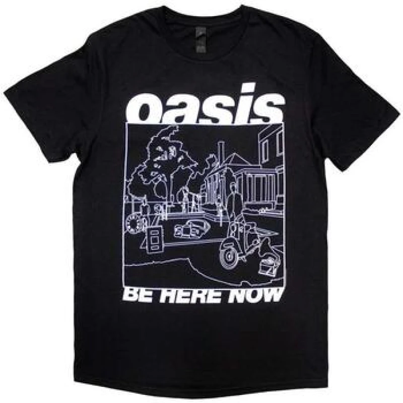 Image of Oasis Oasis Men Be Here Now Line Drawing T-Shirt in Black Size: Small Black S Male 5063574186315