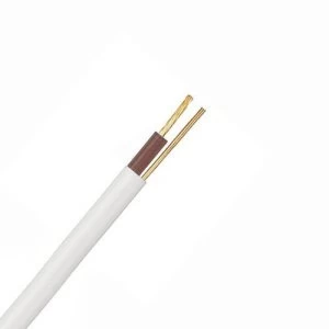 Image of Zexum White 1.5mm 16A Brown Single Core and Earth 6241B Flat LSZH Low Smoke Zero Halogen Harmonised Lighting Power Cable - 5 Meter