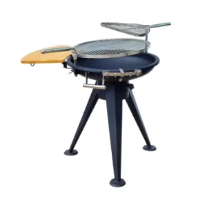 Image of Outsunny Round BBQ Grill W/Cutting Board-Black
