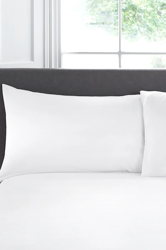 Image of Appletree 'Premium 200TC Plain Dye' Hotel Quality 100% Percale Cotton Housewife Pillowcases (Pair) White