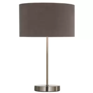 Image of Classic Chrome Stick Table Lamp with Velvet Shade