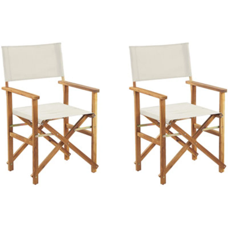 Image of BELIANI Set of 2 Garden Chairs CINE Acacia Wood Off-White 288117