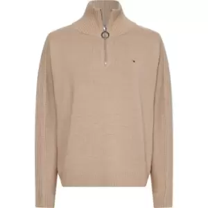 Image of Tommy Hilfiger Hayana Zip Up High Neck Sweater - Beige