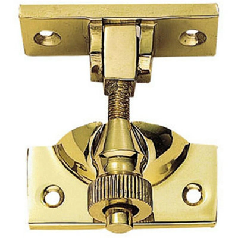 Image of Loops Brighton Pattern Sprung Sash Fastener 56 x 22mm Fixing Plate Polished Brass Metallics unisex