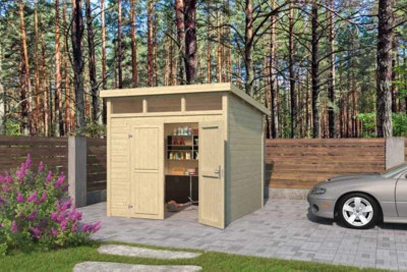 Image of Lasita Maja Lasita Osland Kibo 3 Storage Shed With Skylight - 2.5M X 2.5M - 28mm Wall Logs