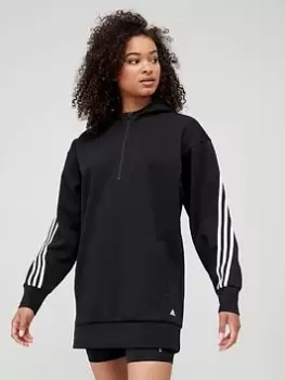 Image of adidas Future Icons 3 Stripes Long Hoodie - Black, Size XL, Women