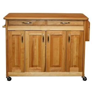 Image of Catskill by Eddingtons Butcher Block Kitchen Island on Wheels with Raised Panel Doors