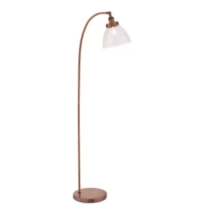 Image of Endon Lighting Hansen 1lt Floor Aged Copper Plate & Clear Glass 77862