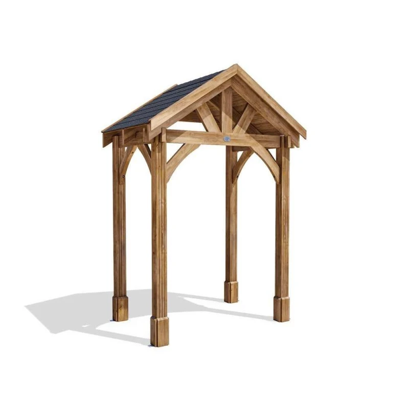 Image of Dunster House Wooden Porch Canopy Kit 2M X 1.5M Pressure Treated Door Shelter Thunderdam Full Height 4 Post
