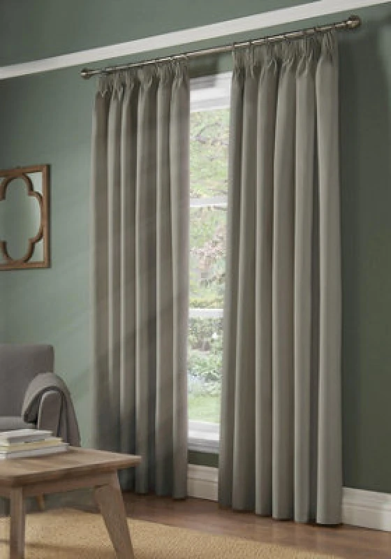 Image of Alan Symonds Plain 95% Blackout Pencil Pleat Taped Top Curtains Silver unisex 168x137cm