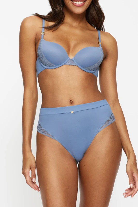 Image of KBX Womens Charlotte High-Waisted Thong in Blue Size: 18 Blue Female 18