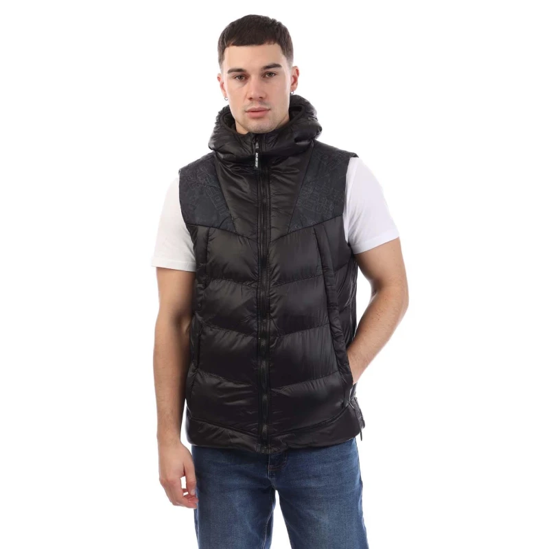 Image of Duck and Cover Rierson Hooded Gilet Black male S