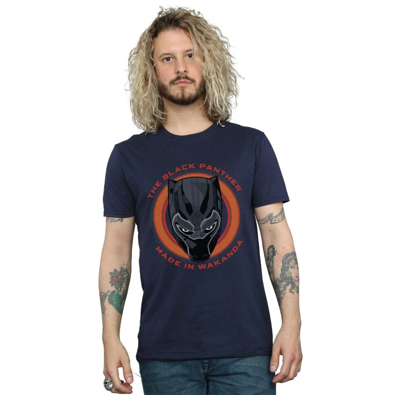 Image of Marvel Marvel Men Black Panther Made in Wakanda Red T-Shirt in Navy Size: Small Navy S Male 5057736547175
