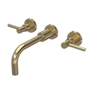 Image of Hudson Reed Tec Lever Wall Mounted Basin Mixer - Brushed Brass