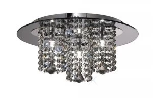 Image of Flush Ceiling 3 Light Polished Chrome, Smoked Mirror, Smoked Crystal