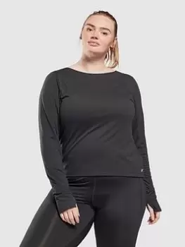 Image of Reebok Workout Ready Supremium Long Sleeve Top (Plus) - Black, Size 1X, Women