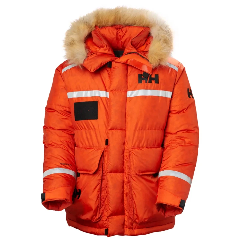 Image of Helly Hansen Long hooded down jacket Helly Hansen Arctic Patrol Orange Unisex XS