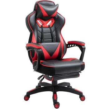 Image of Vinsetto - Gaming Chair Ergonomic Reclining Manual Footrest 5 Wheels Stylish Red