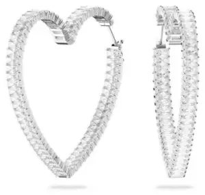 Image of Swarovski 5647591 Matrix Hoop Earrings Heart, Large, White, Jewellery