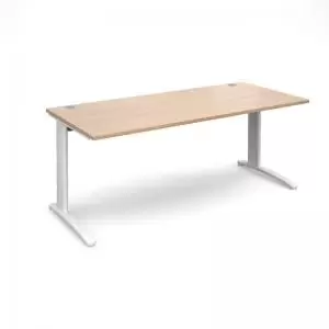 Image of TR10 straight desk 1800mm x 800mm - white frame and beech top