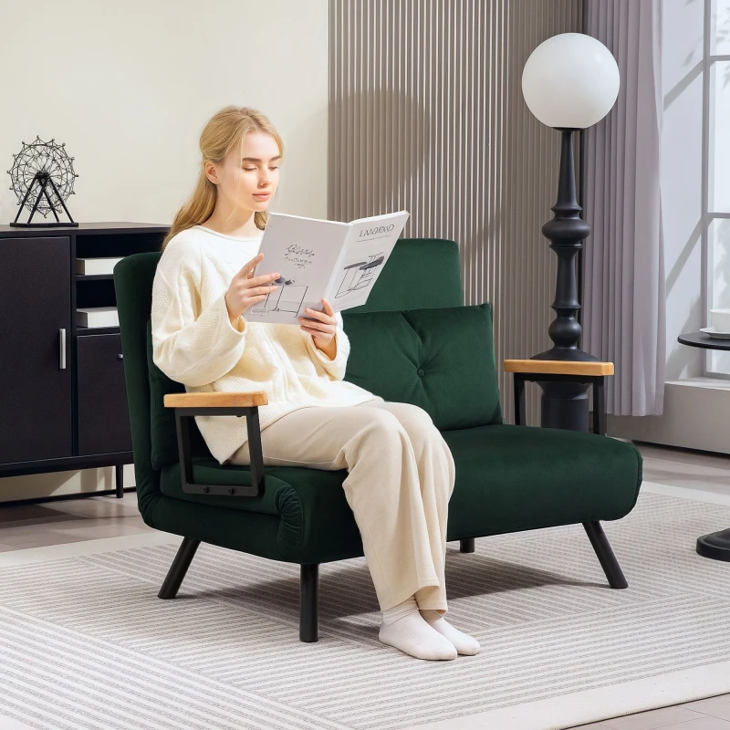 Image of HOMCOM Click Clack 2 Seater Sofa Bed for Living Room, Guest Room Green