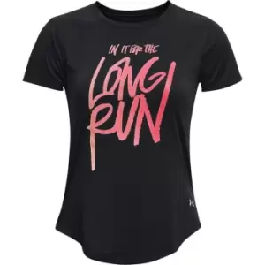 Image of Under Armour Long Run Graph Short Sleeve T Shirt Ladies - Black