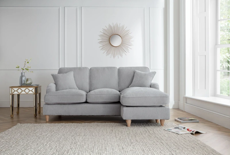 Image of The Great Sofa Company Orla Right Hand Chaise Sofa Manhattan Charcoal in Light Grey Light Grey Unisex